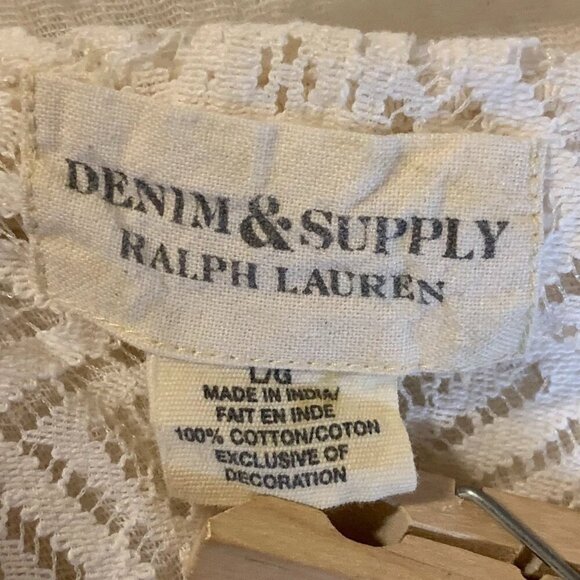 Denim & Supply Ralph Lauren Women' s Boho Ruched Relaxed Chiffon Blouse Size L - Picture 6 of 10